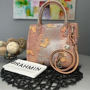 RARE Brahmin Butterfly Mandarin Orange Heatwave Small Caroline Satchel Bag NWT